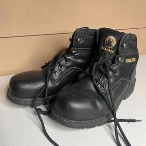Brahma Steel Toe Work Boots Men’s 8W Black Leather ASTM F2413-18 Safety Shoes